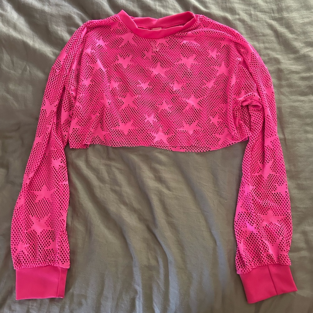 Pink Star Mesh Crop Top